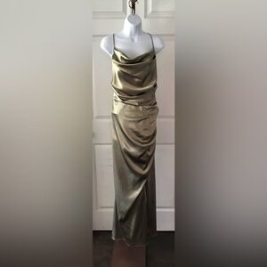 Bird Grey Gold Evening Gown